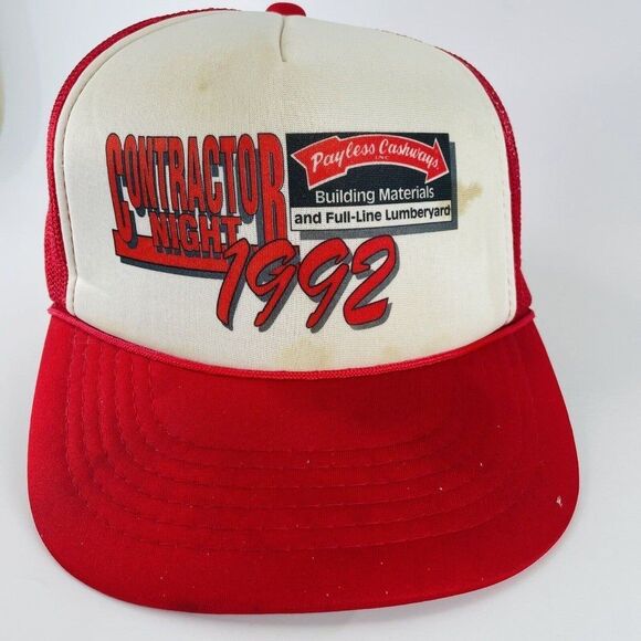 Payless Cashways 1992 Contractor Mesh Snapback Trucker Hat Cap VTG - Picture 2 of 11